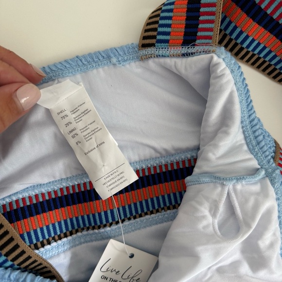 Cupshe Textured Blue One-Piece Swimsuit Size L • Cutout Stripes • New w/ Tags - Picture 8 of 11